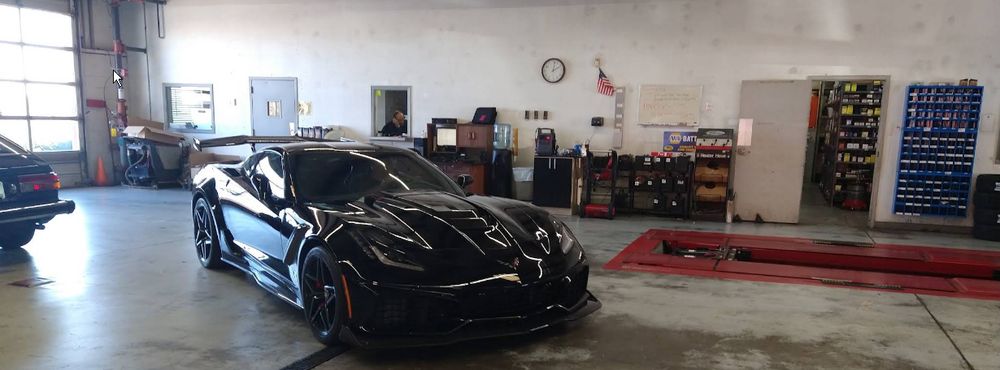 Car in the service bay at Alan Cox Premier Auto Care in Marietta, GA